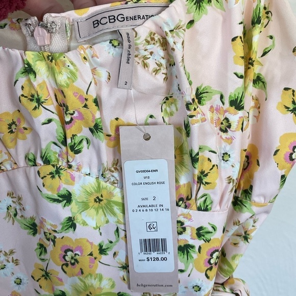 NWT BCBGeneration Pink‎ Floral Mini Dress Size 2 with Tiered Ruffle Details - Picture 5 of 8